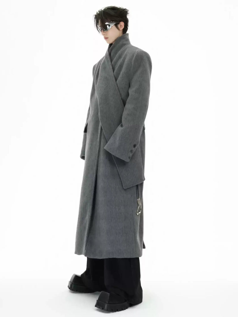 high end metal buckle wool coat nc0244