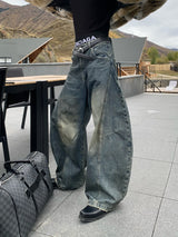 washed draped denim pants nc0216