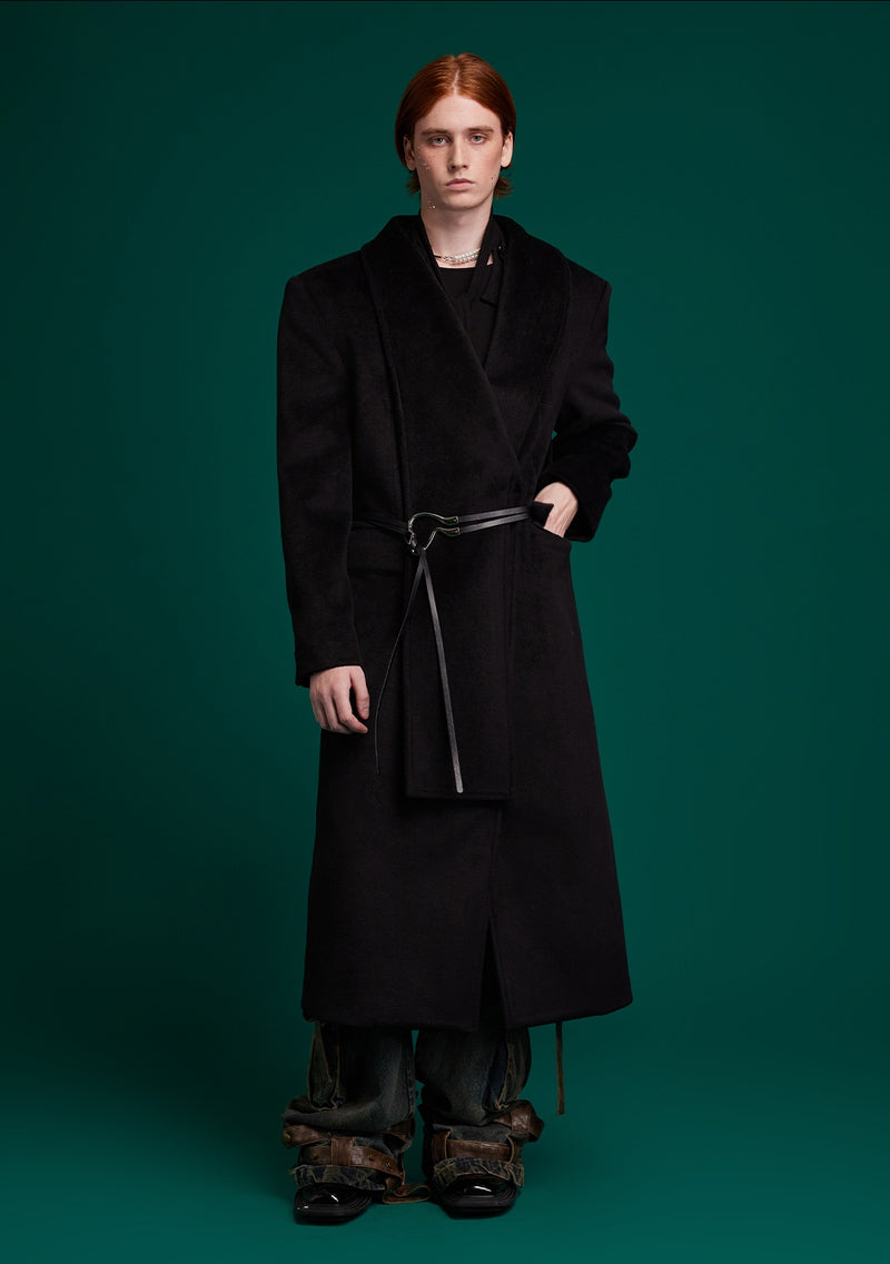 high end metal buckle wool coat nc0244