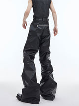 leather punk micro flare pants nc0120