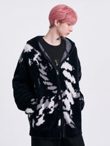 rope design monochrome zip-up knit nc0219