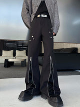 metal zip flare mode pants nc0239