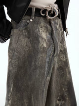 vintage splash distressed denim pants nc0165