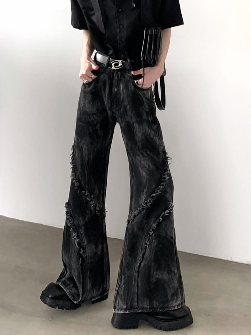 washed fringe denim pants nc0092