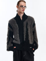 stand collar fur touch knit nc0144