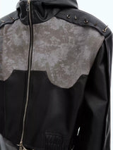 studded retro leather zip-up jacket nc0164