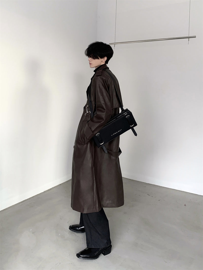 high end leather long coat nc0102