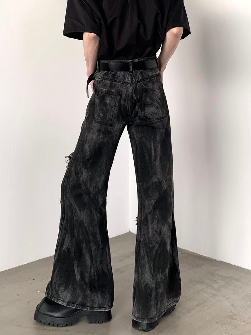 washed fringe denim pants nc0092