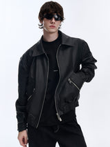 double zip leather jacket nc0151