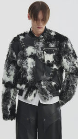 tie-dye fur leather niche jacket nc0008